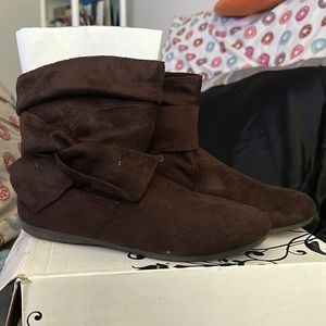 Brown Faux Suede Ankle Boots